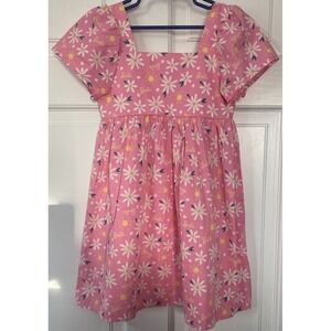Barbie Girls Pink Floral Daisy Dress Party Smocked Size Small 6/7 100% Cotton